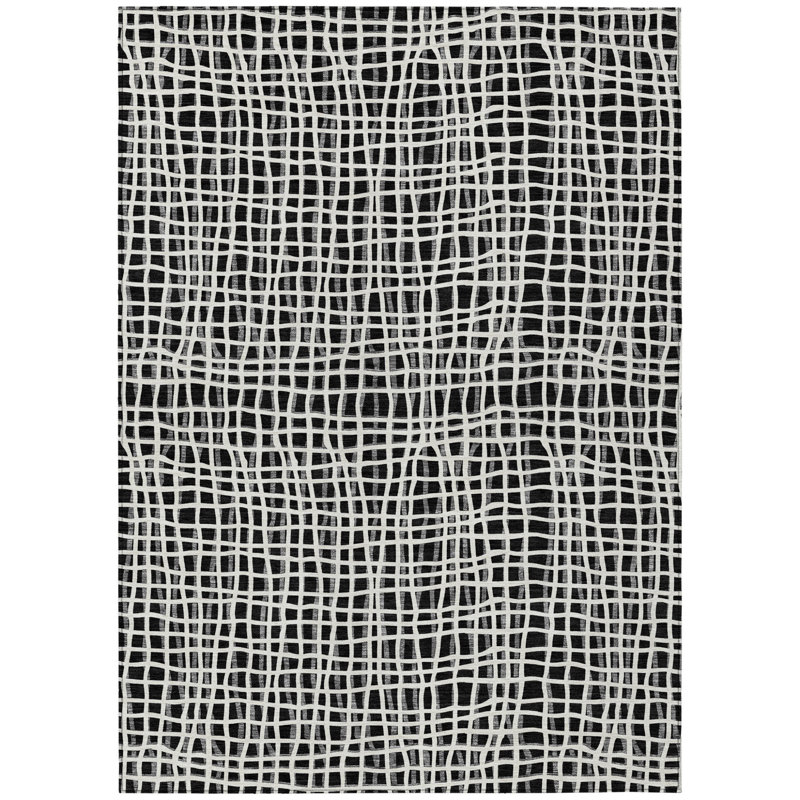 3' X 5' Gray And Silver Striped Washable Indoor Outdoor Area Rug