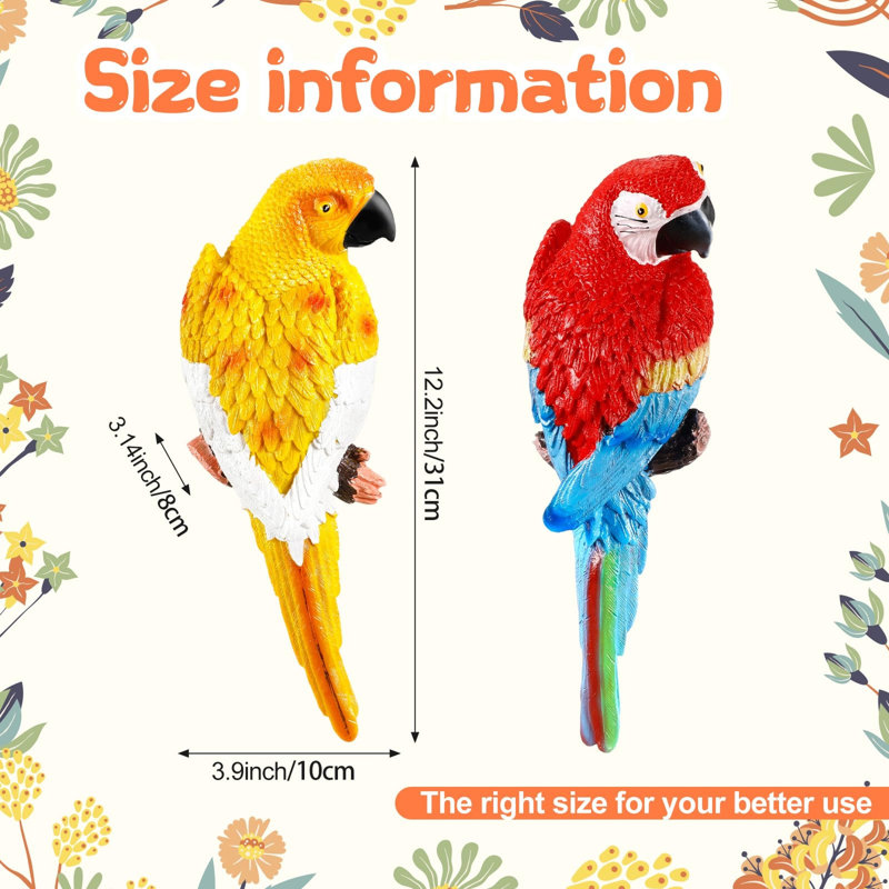 Large Realistic Parrot Statues, Red,yellow