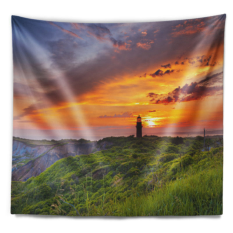 Tapisserie phare au coucher du soleil, H 78 po x l 92 po