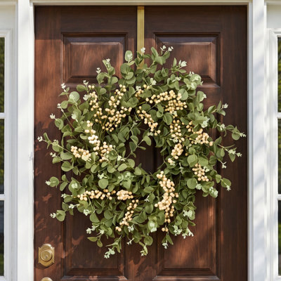 24" Handcrafted Eucalyptus, Berry No Holiday Wreath