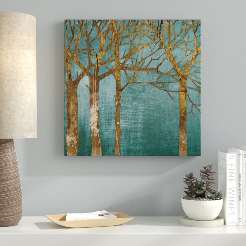 « golden day », impression turquoise, H 24 po x l 24 po x P 1,5 po, Toile