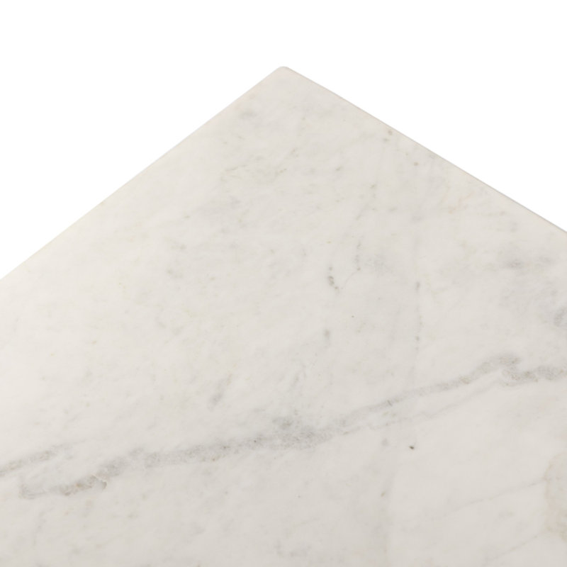 HAMMERED IRON Marble Coffee Table, White Marble Top/Black Base