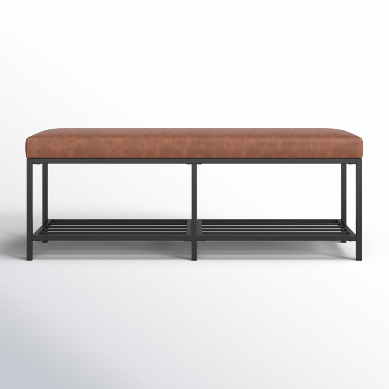 Dyer Faux Leather Upholstered Storage Bench, Brown
