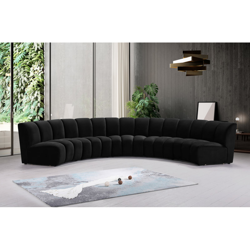 Canapé modulaire en velours Infinity, 5 pièces, Velours noir