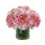 Faux Peony Arrangement in a Glass Vase-714086743