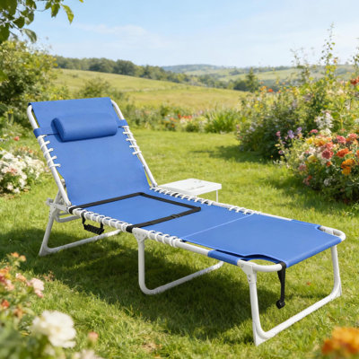 Pool Lounge Chair,Tanning Chair with Face Hole and Side Table