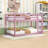 Twin Over Twin Wooden Floor Bunk Bed With Ladder And Guardrails-819969057