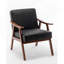 Chaise d'appoint avec revêtement en microfibre et structure en bois massif, polyuréthane / PVC noir, mobilier de salon Mid-Century moderne classique pour sièges supplémentaires