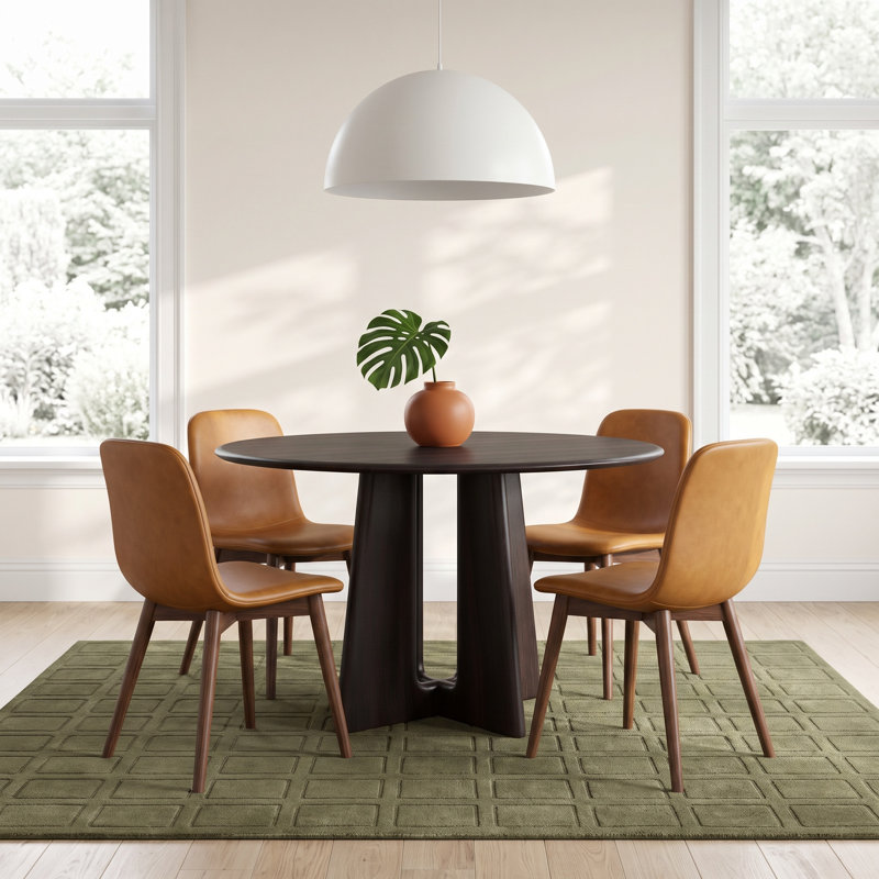 Kava Round Solid Wood Dining Table, Caviar