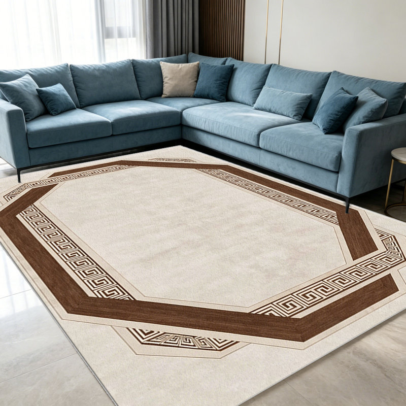 Brown Greek Key Border carpet-easy to clean, machine-washable, soft and comfortable; suitable for door mats, kitchens, living rooms, bedrooms, corridors, and laundry areas. Easy to clean, durable carpet for home decoration.