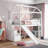 Twin Loft Bed With Two Drawers And Slide, House Bed With Slide
