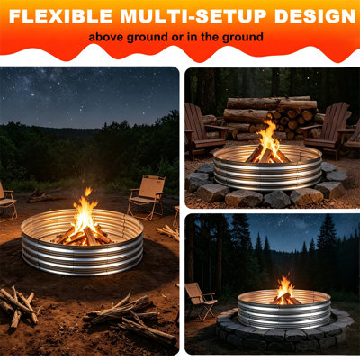 4FT Galvanized Steel Fire Pit Ring