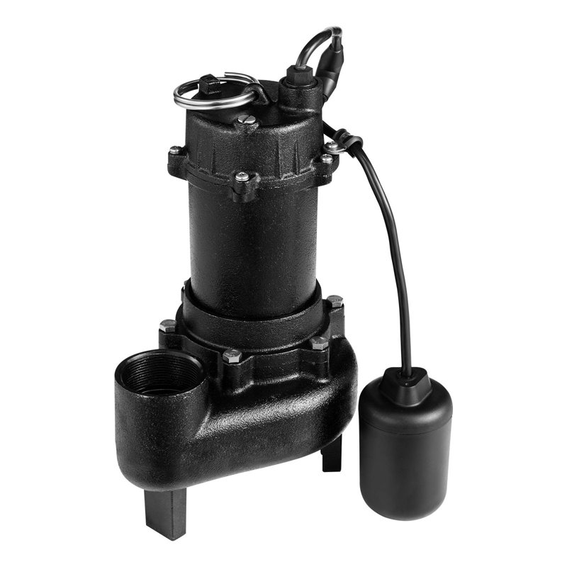 Submersible Sewage Pump, 1/2 HP, 4800 GPH Cast Iron Sewage/Effluent Pump With Automatic Tethered Float Switch, 2-Inch NPT Discharge, 120V, 20 Ft Max Lift, For Basement, Septic Tank, Residential