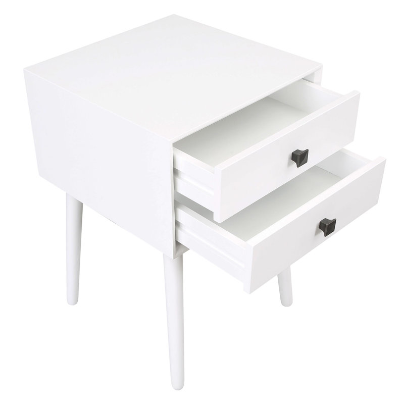 Table de bout à 2 tiroirs avec rangement Jiarui, Blanc