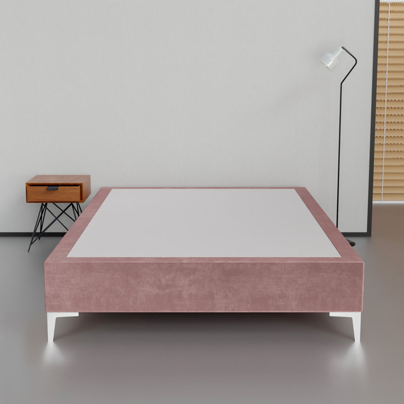 Lit en bois massif Manasvi, H 14 po x l 44 po x L 75 po, Rose foncé