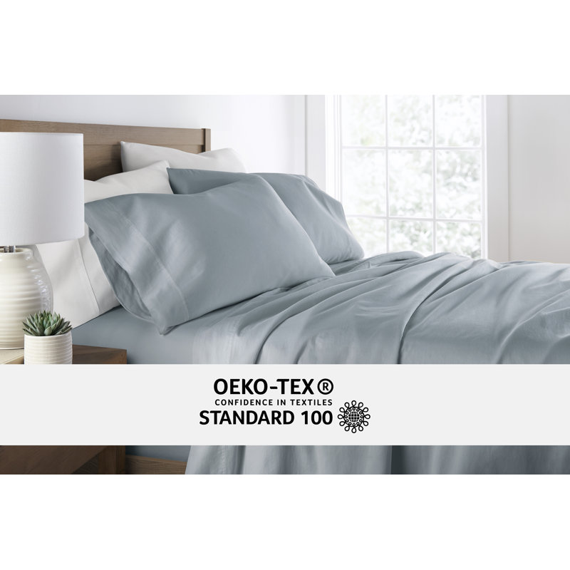 Twin Blue Solid Cotton Pillow Cover Set of Three