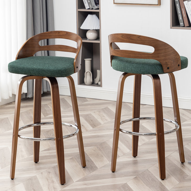 Tabourets de bar pivotants rembourrés Mahtab, Vert, Tabouret de bar (siège d'une hauteur de 30,31 po)