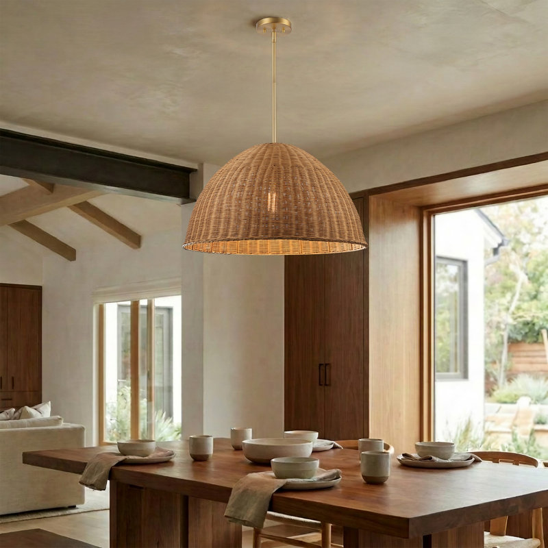 Luminaire suspendu tissé 1 lumière Harmony, H 49,8 po x l 24,49 po x P 24,49 po