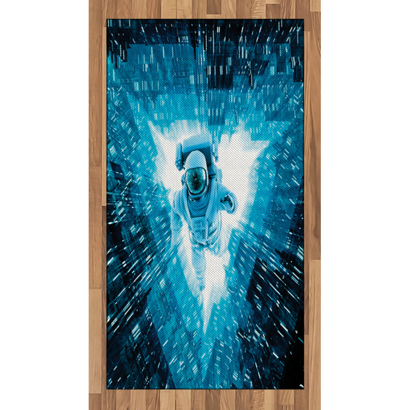 Astronaut High Density Long Fiber Poly Threads Decorative Area Rug Carpet, Rectangle 2'7" x 5'