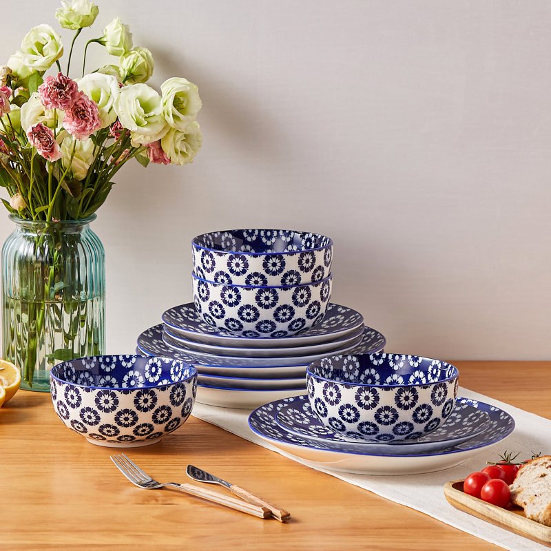 Service de table en porcelaine 12 pièces Selene, service pour 4, Floral 5