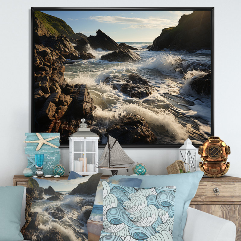 Reproduction d'art sur toile Beach Photo Tranquil Tide III - Paysages, H 12 po x l 20 po x P 1 po, Cadre flottant noir