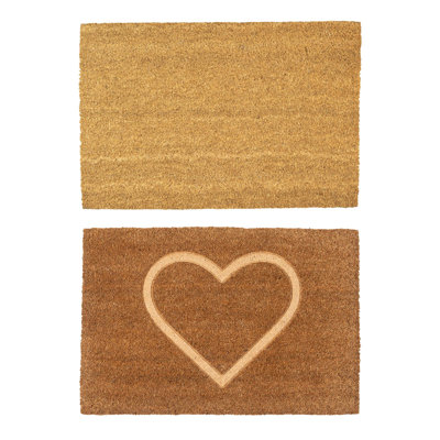 Nicola Spring - Coir Door Mats - 60 x 40cm - Embossed Heart