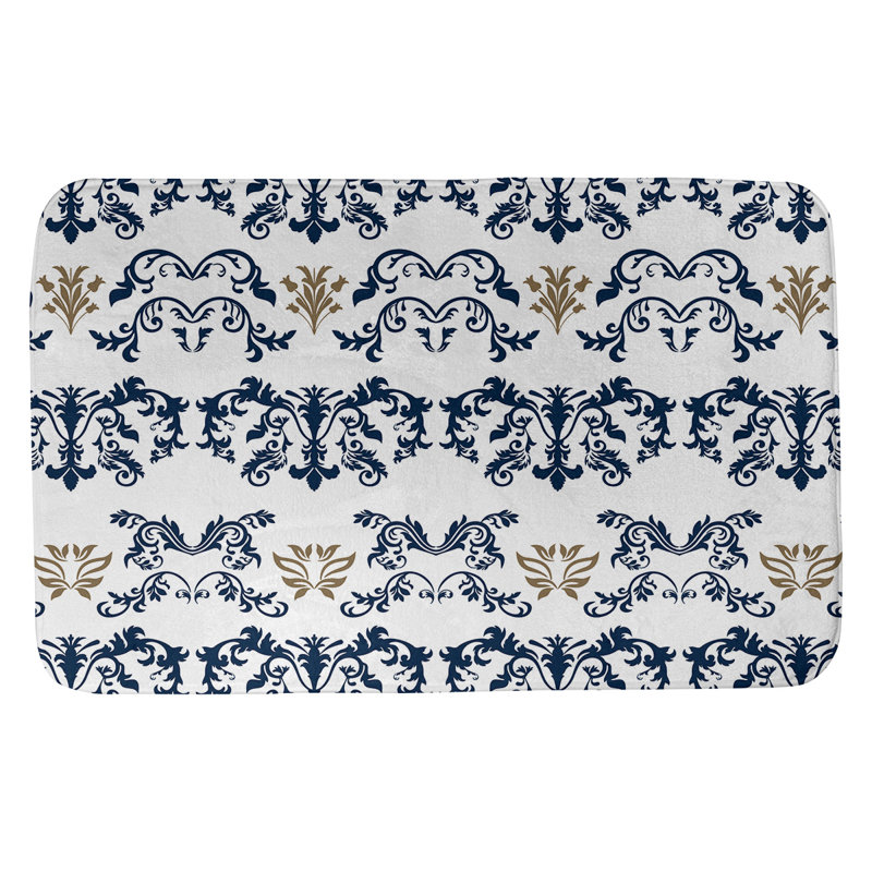 Tapis pour salle de bain St Louis, Bleu millénaire / blanc / or nouveau siècle, l 21 po x L 34 po