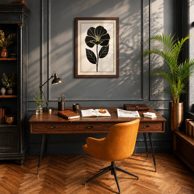 Golden Bloom Botanical - Framed Print