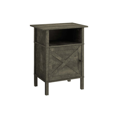 Compact Accent Side Table With Open Shelf And Closed Cabinet Storage, Perfect For Small Living Rooms And Transitional Interiors.
