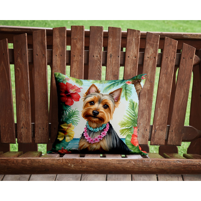 Coussin Silky Terrier Luau, H 14 po x l 14 po