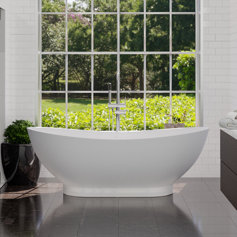 70.75'' x 34.62'' Soaking Resin Bathtub, White Gloss