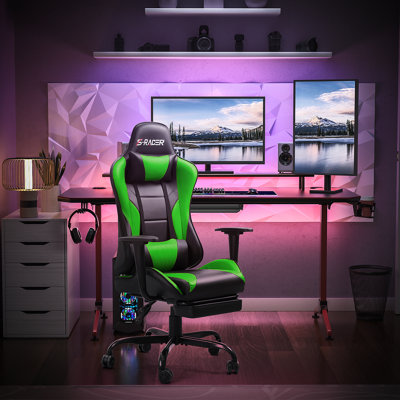 Homall High-Back Massage Adjustable Reclining Ergonomic Faux Leather Swiveling PC & Racing Game Chair with Footrest by Homall