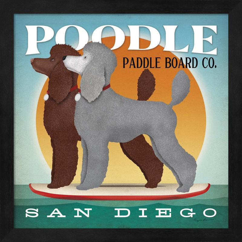 «Double Poodle Paddle Board» par Ryan Fowler - impression encadrée