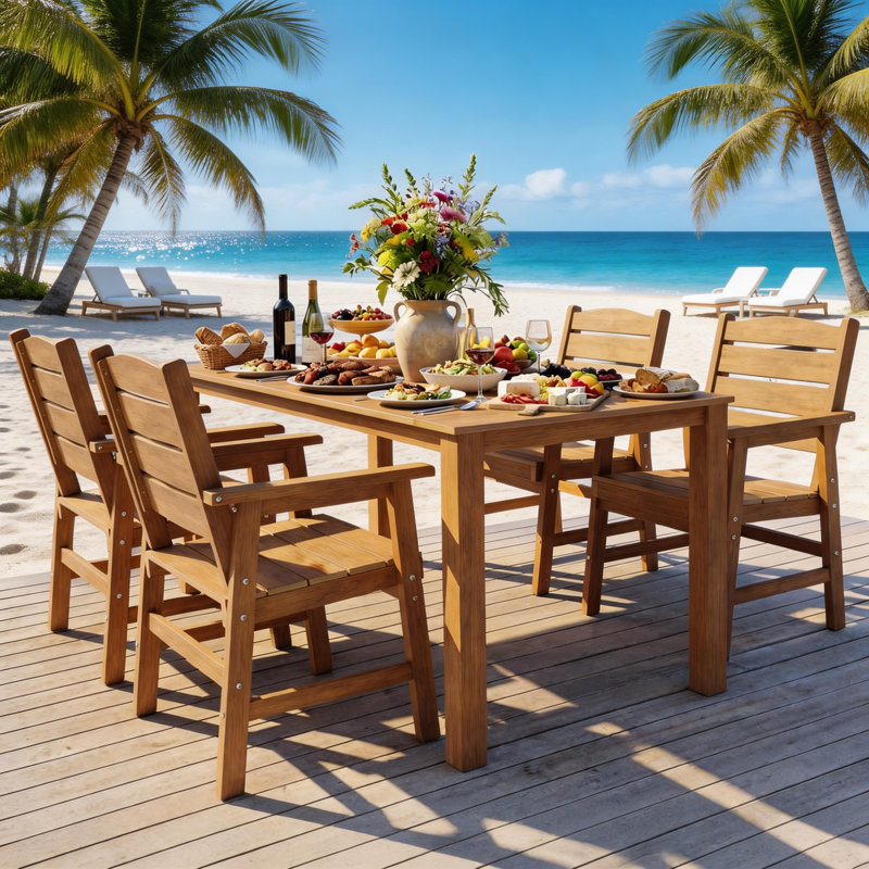 Ensembles de salle à manger d'extérieur toutes saisons 5 pièces avec trou pour parasol et structure en aluminium pour l'extérieur Cour arrière / porche / terrasse, 1 table 4 chaises