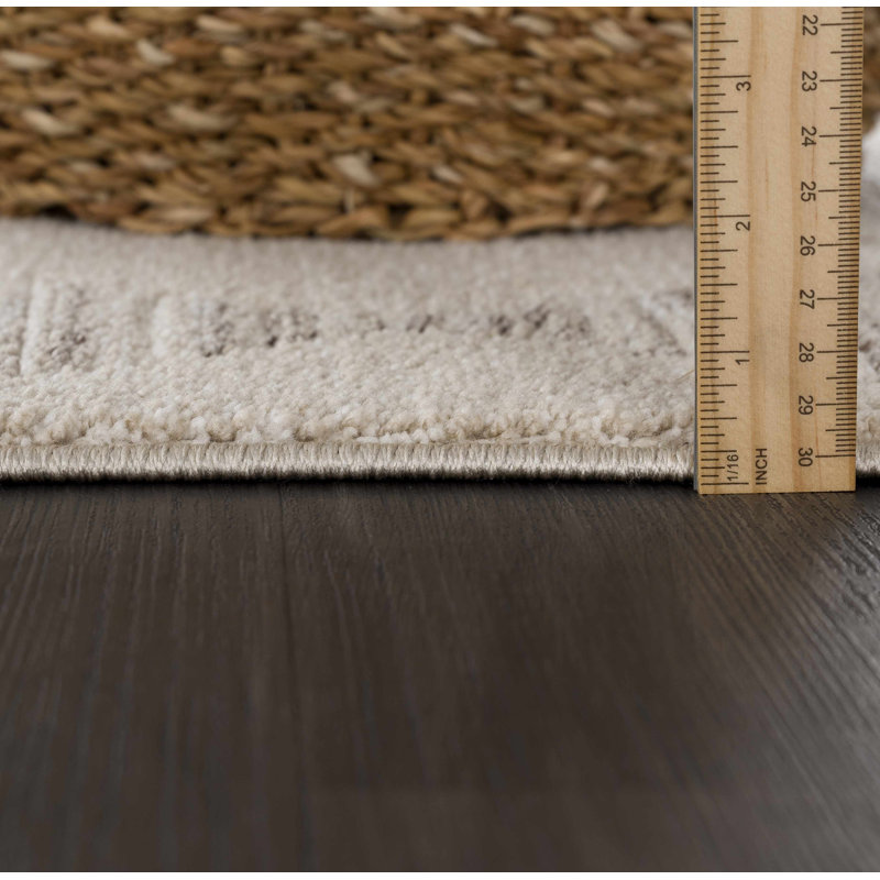 Tapis beige à motif géométrique Bunns, Tapis de couloir 2 pi 7 po x 7 pi 3 po