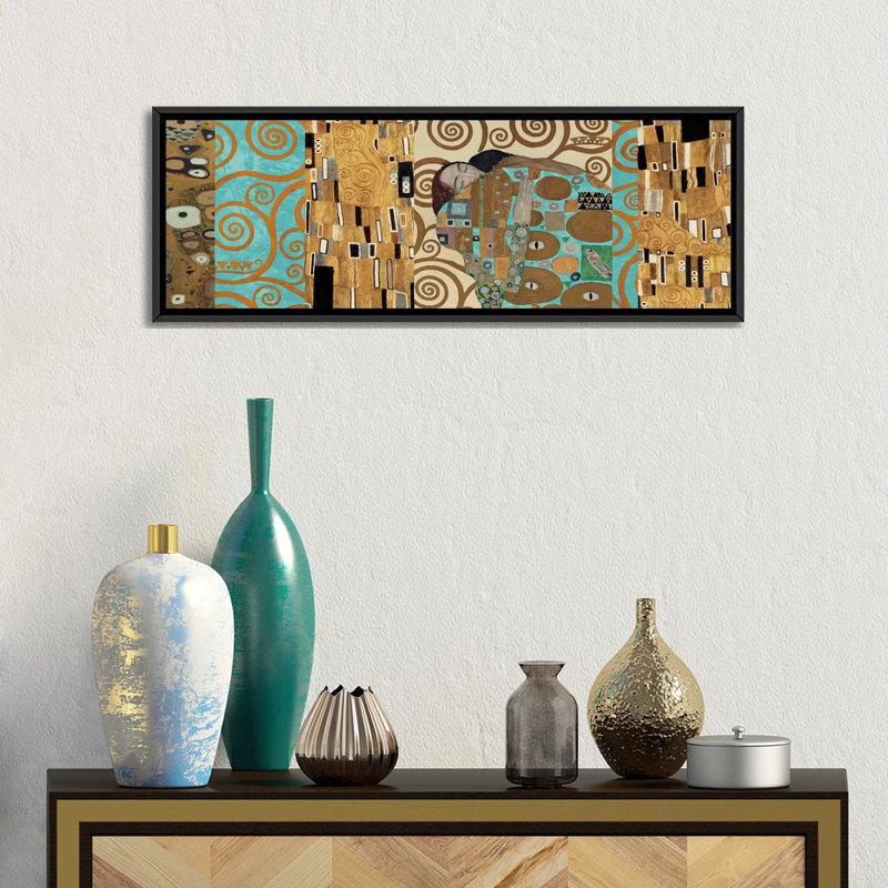 « klimt, 150 anniversaire i » par gustav klimt,, impression sur toile tendue, H 12 po x l 36 po x P 1,5 po, Cadre noir