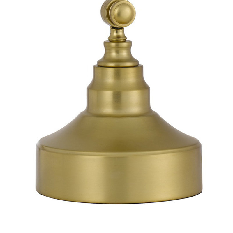 Carowyn 25" Distressed Metal Adjustable Desk Lamp With Dome Shade, Brass