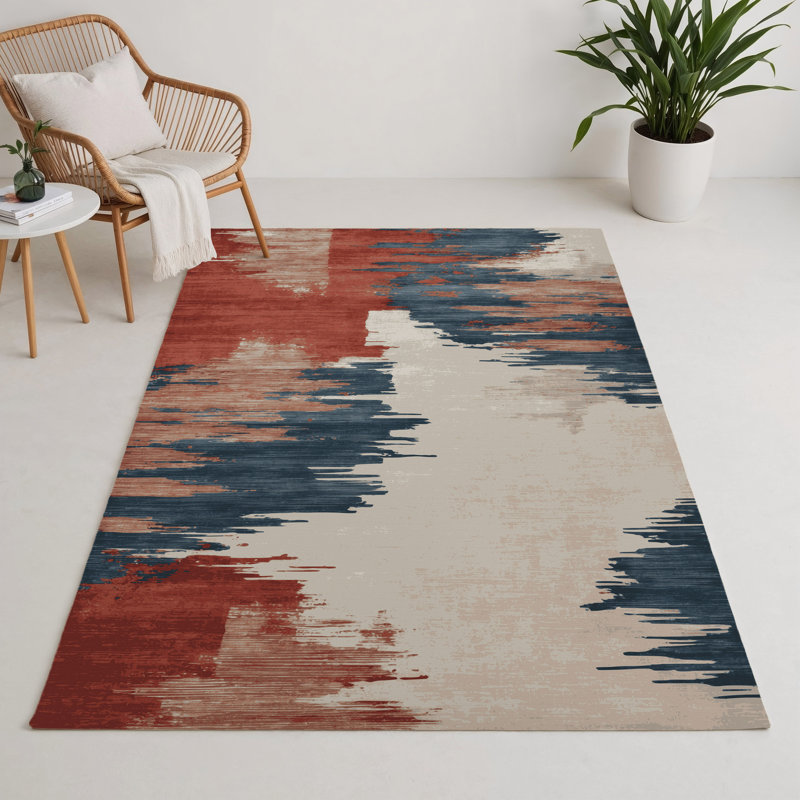 Tapis intérieur et extérieur beige Watercolor, Rectangulaire 3 pi x 5 pi