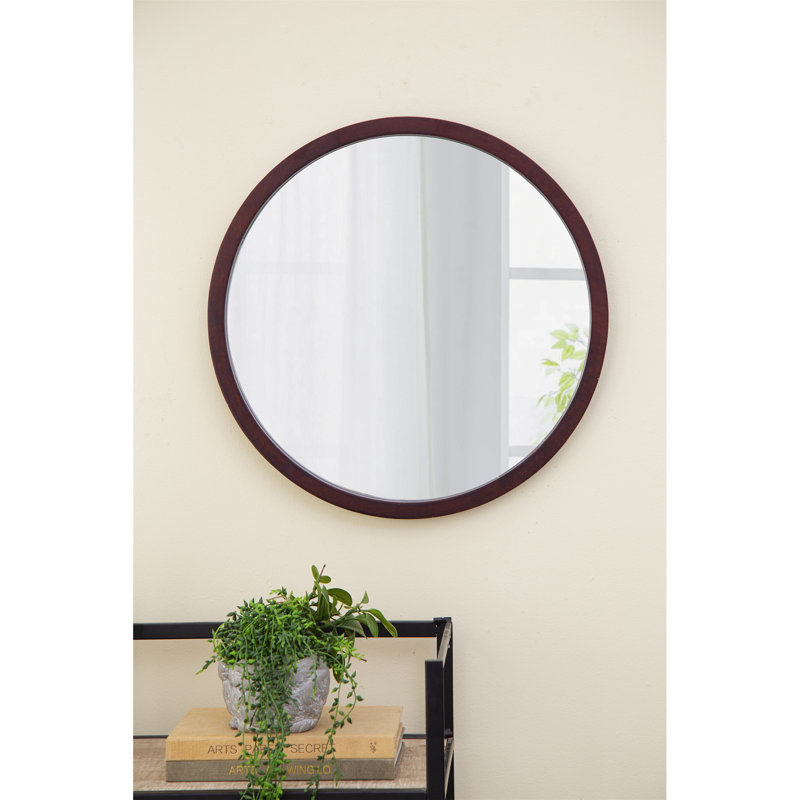 Miroir mural 19,7 "avec cadre en bois, Noyer