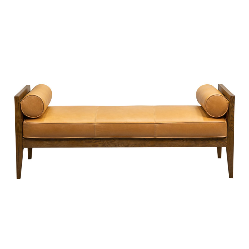 Beacon Hill Upholstered Leather Bench, Murray Camel, Brown
