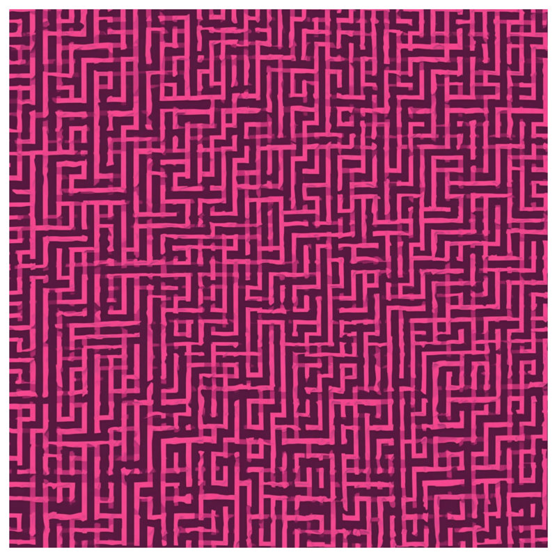 Pink Maze Pattern Bath Mat, 34in W x 21in L