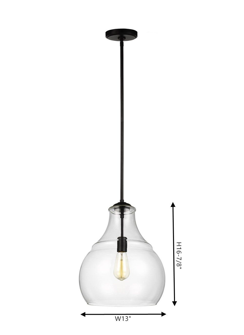 Seagrove Single Light Glass Dimmable Pendant, Oil Rubbed Bronze