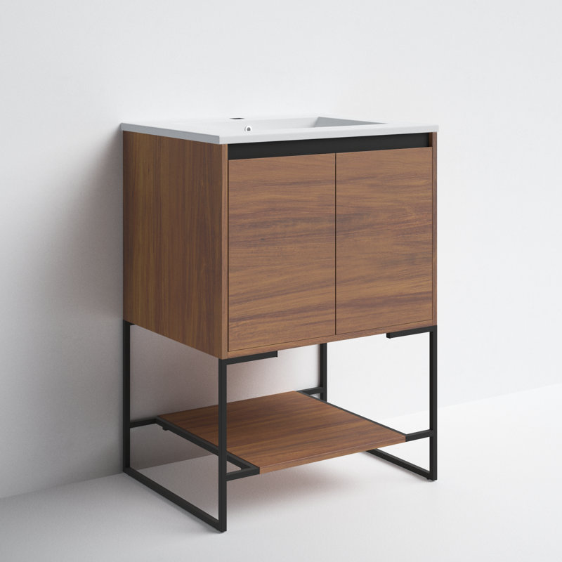 Ensemble de meuble-lavabo simple 24 po Fiquett, Noyer
