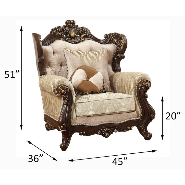 Astoria Grand 29 Inch Traditional Accent Chair, Wood Frame, Beige