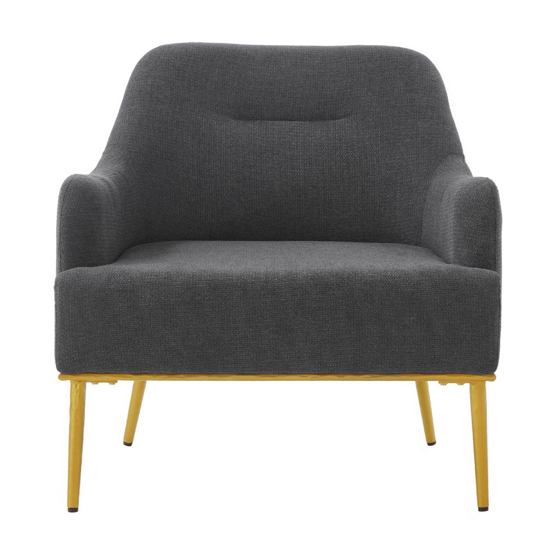 Chaise d'appoint moderne en chenille, conception courbée et pieds en métal doré pour le salon