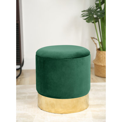 39cm Wide Velvet Tufted Circle Pouffe Ottoman with Storage