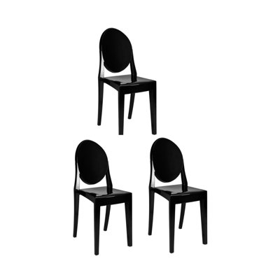 Resin Oval Back Victoria Chair, Armless Seat, 3 Chair Bundle by Chivari