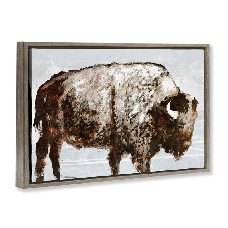 «Abstract Buffalo Impression» par Dan Meneely, Cadre flottant orme Montalcino, H 17 po x l 25 po