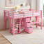 Lit mezzanine bas en métal pour enfants avec rangement, tablette et bureau intégré, structure robuste-778826847