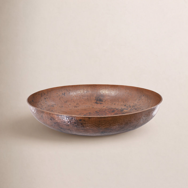 Tempered Copper Metal Circular Vessel Bathroom Sink